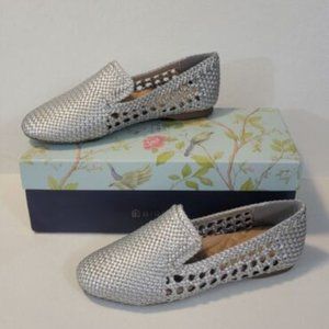 Birdies The Starling Silver Woven Womens Vegan Leather Slip On Flats Loafers, 6